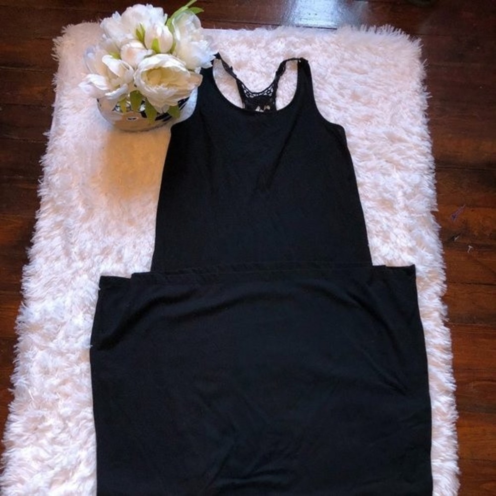 Mossimo Black Maxi Dress with Crochet Racerback